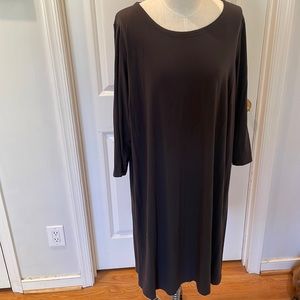 Eileen Fisher women’s 3/4 sleeve knit dress, dark gray, Women’s XL